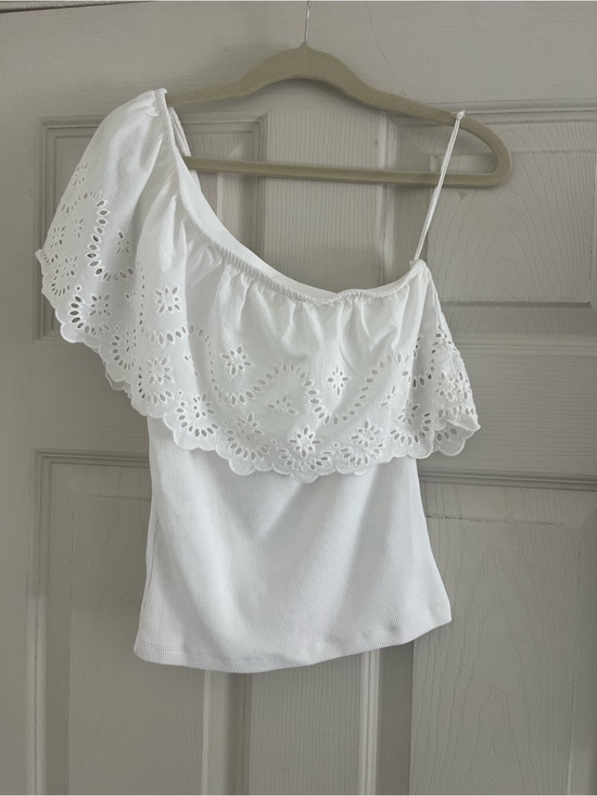 Old Navy Tops - 🤍 Old Navy White Ribbed One-Shoulder Tank Top | Size XS Petite (XSP)